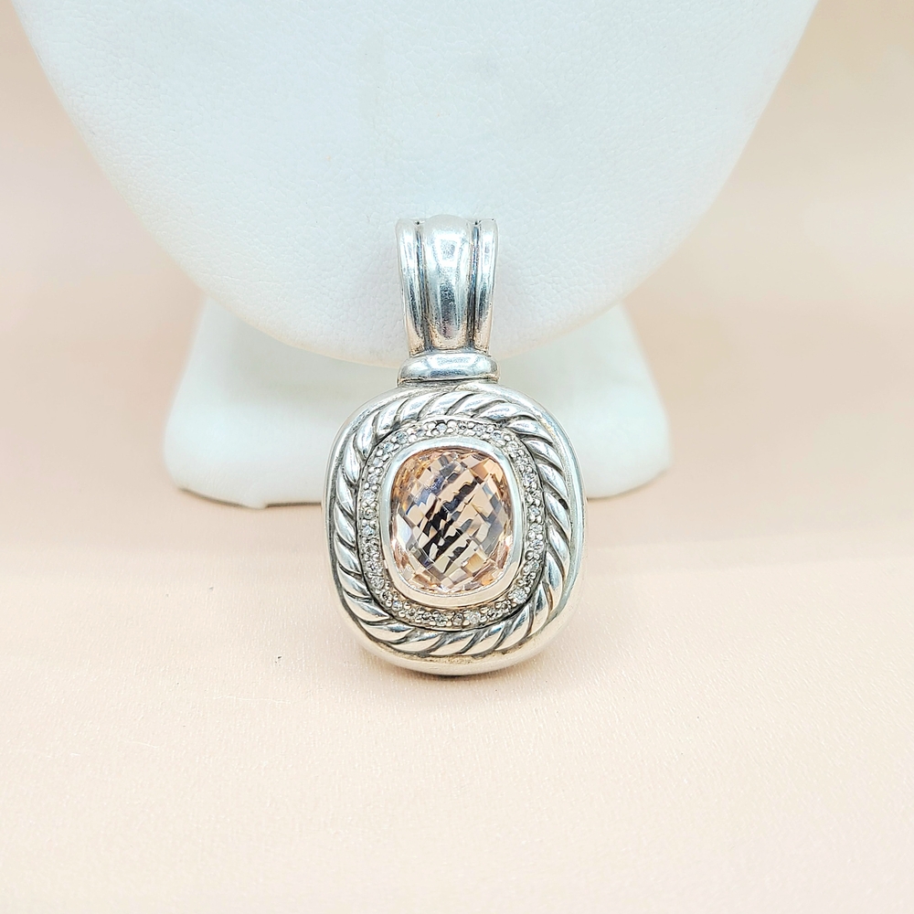 David Yurman Large Albion Morganite Diamond Pendant Enhancer